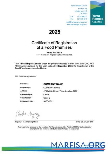 Printable Australia certificate of registration Word and PDF template, version 2